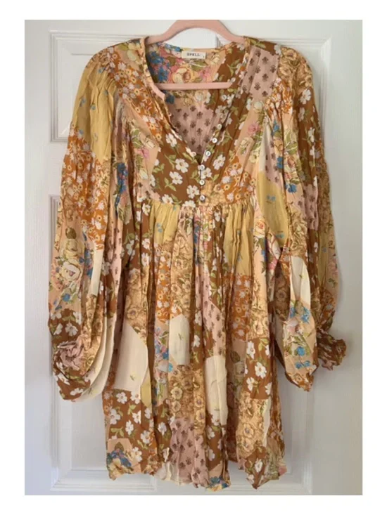 Spell Freda Boho Mini Dress in Amber - Size Small - Picture 6 of 9